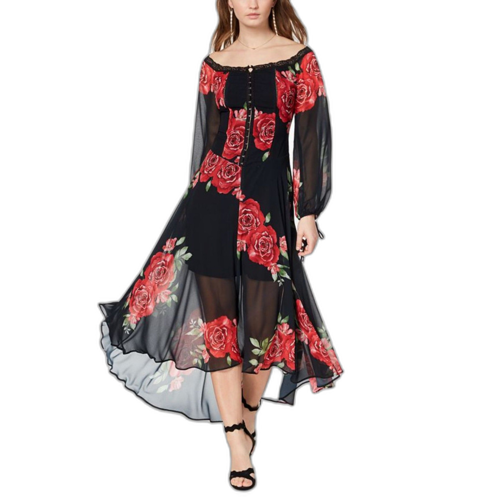 Disney Princess | Floral Rose Corset Long Sleeve Midi Chiffon Dress Size XS
